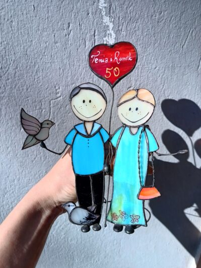 Personalizowany prezent na złote gody z gołębiami