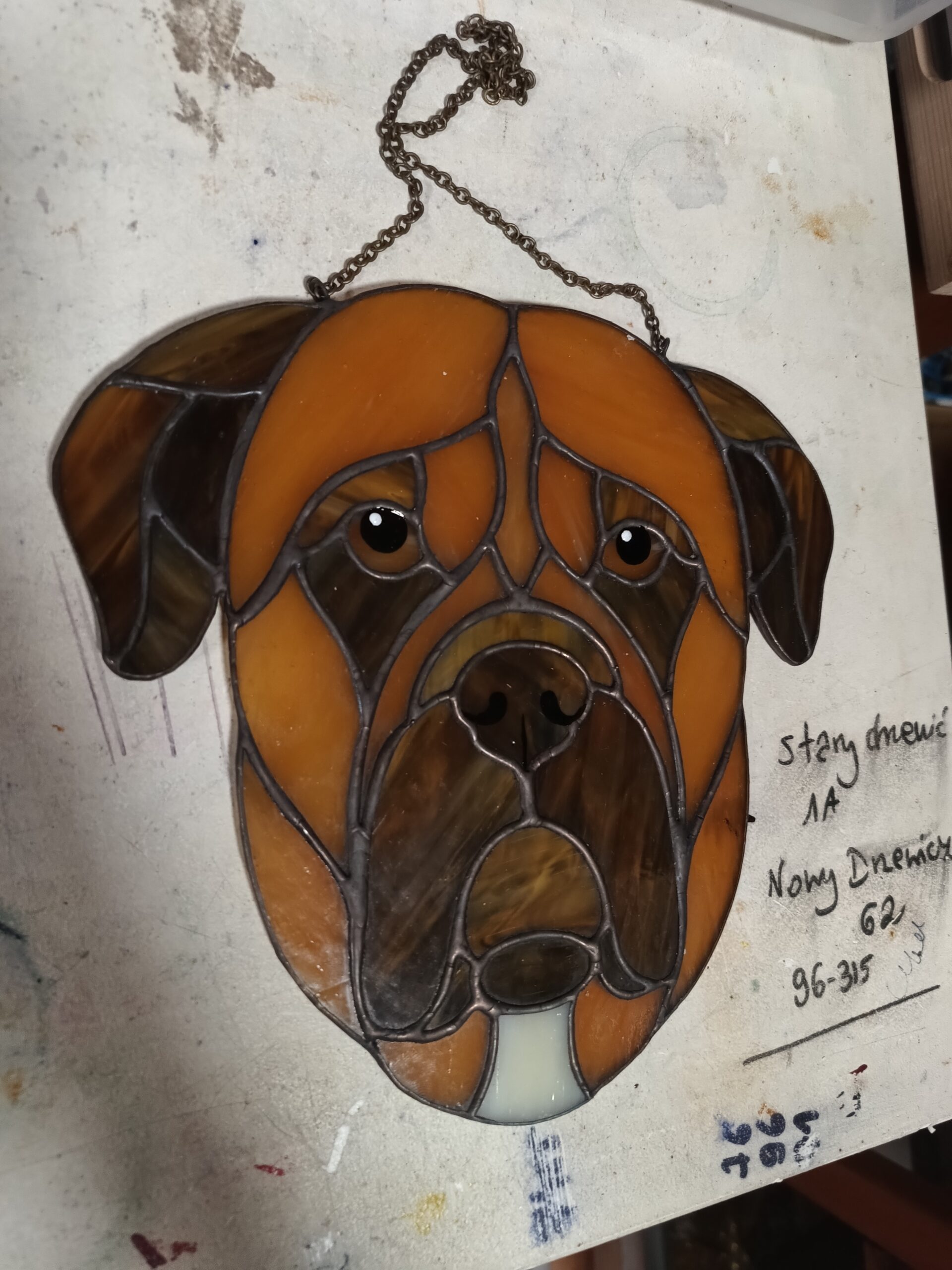 Custom Dog Portrait Stained Glass Suncatcher